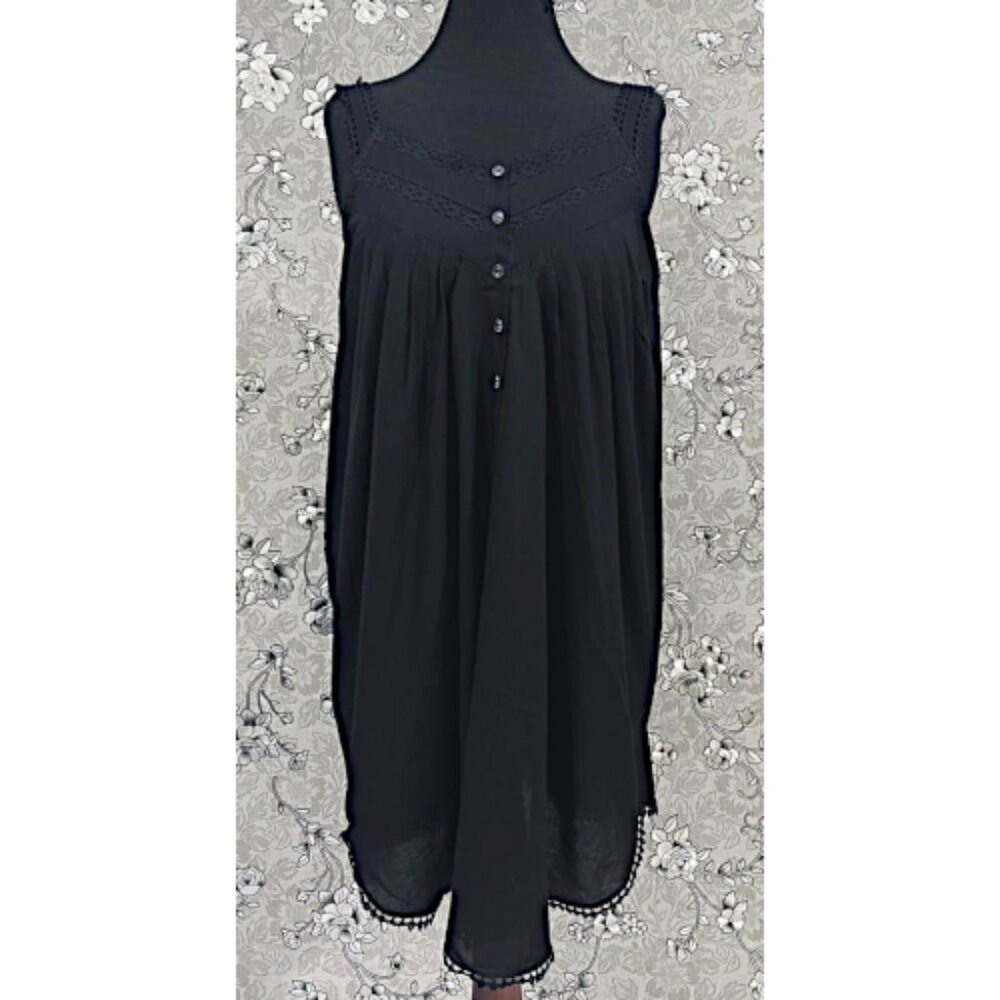 SoieRose SR-1177 Victorian 100% Cotton Sleeveless Nightgown with Lace Trim